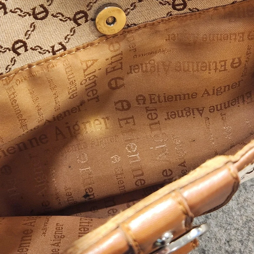 Vintage Etienne Aigner Shoulder‎ Bag Womens Tan Logo Monogram Hobo Purse